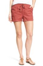 Petite Women's Caslon Drawstring Linen Shorts, Size P - Red