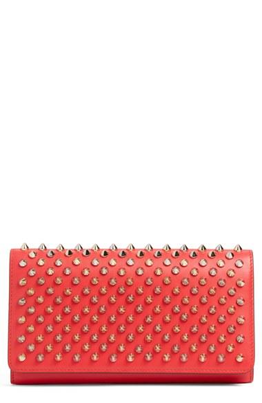 Women's Christian Louboutin Macaron Spiked Calfskin Wallet -
