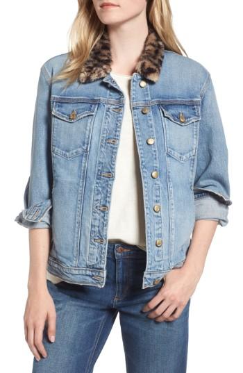 Women's Joe's Denim Jacket With Faux Fur Collar