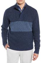 Men's Peter Millar Crown Vintage Panel Regular Fit Merino Wool Blend Quarter Zip Sweater, Size - Blue