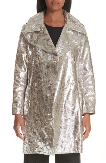 Women's Simon Miller Double Breasted Metallic Lambskin Coat - Metallic
