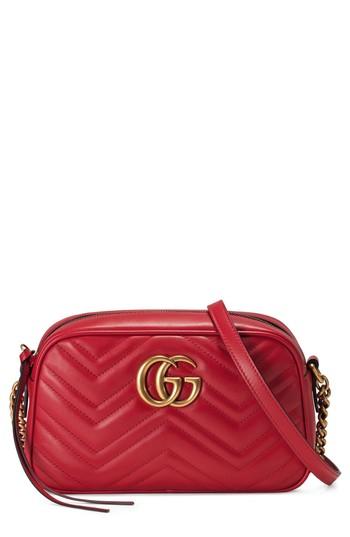 Gucci Small Gg Marmont 2.0 Matelasse Leather Camera Bag - Red
