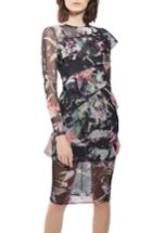 Women's Topshop Floral Ruffle Mesh Midi Dress