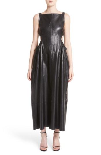 Women's Ellery Ruched Side Cutout Leather Dress Us / 8 Au - Black
