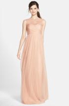 Women's Jenny Yoo 'aria' Illusion Yoke Pleated Tulle Gown