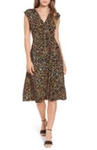 Women's Chaus Floral Side Ruched Fit & Flare Dress - Black