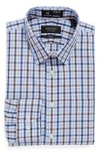 Men's Nordstrom Men's Shop Smartcare(tm) Trim Fit Plaid Dress Shirt 32/33 - Brown