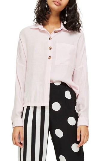 Women's Topshop Woven Shirt Us (fits Like 0) - Pink