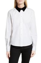Women's Theory Velvet Collar Stretch Cotton Shirt - White