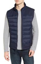 Men's Black Rivet Quilted Vest With Detachable Hooded Bib - Blue