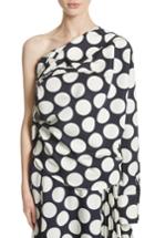 Women's A.w.a.k.e. Giant Polka Dot Twisted One-shoulder Top Us / 36 Fr - Blue