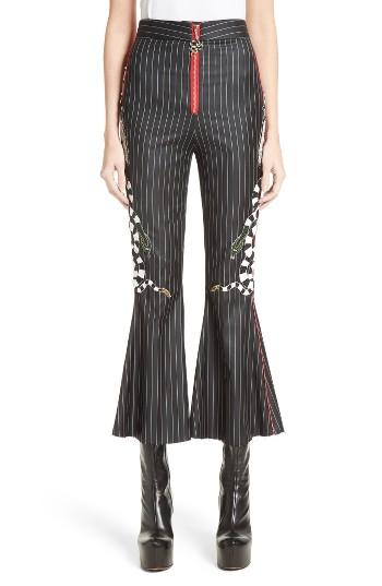 Women's Dilara Findikoglu Embellished Pinstripe Crop Flare Pants
