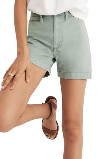 Women's Madewell Emmett High Waist Shorts - Green