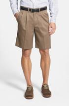 Men's Nordstrom Men's Shop Smartcare(tm) Pleated Shorts - Beige