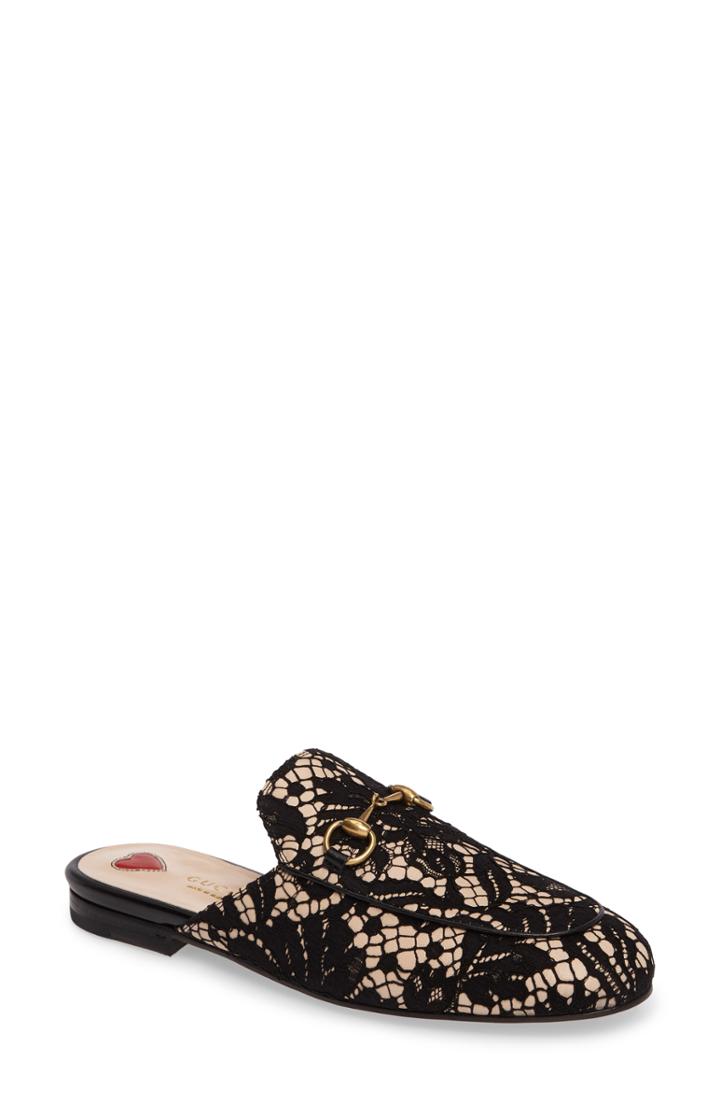 Women's Gucci Lace Princetown Loafer Mule