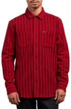 Men's Volcom Shader Flannel Shirt, Size - Red