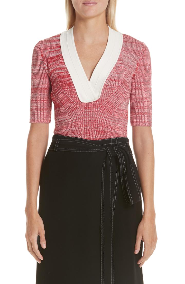 Women's Yigal Azrouel Melange Rib Knit Top - Red