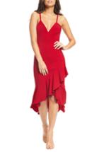 Women's Dress The Population Wendy High/low Ruffle Cocktail Dress, Size - Red