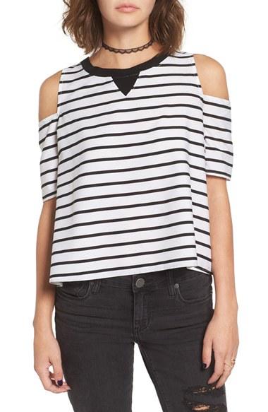 Women's Bp. Stripe Cold Shoulder Top