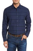 Men's Tommy Bahama Tan Tan Stripe Standard Fit Sport Shirt, Size - Blue
