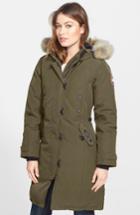 Women's Canada Goose Kensington Slim Fit Down Parka With Genuine Coyote Fur Trim (0) - Green