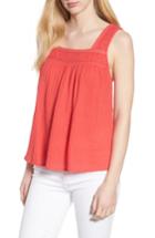 Women's Caslon Embroidered Neck Swing Tank, Size - Pink
