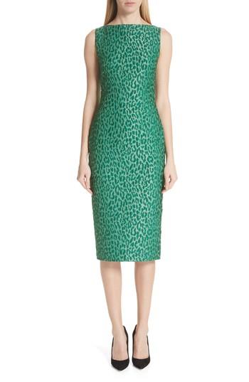 Women's Brandon Maxwell Leopard Jacquard Sheath Dress - Green