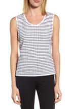 Women's Ming Wang Scoop Neck Jacquard Knit Tank - White