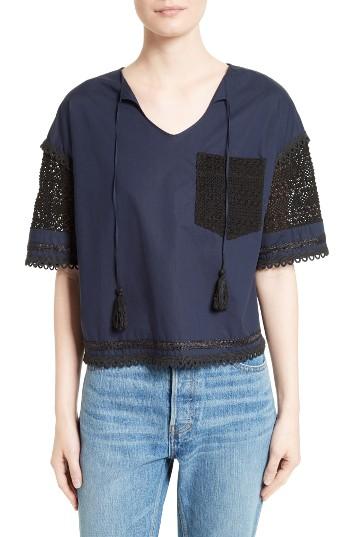 Women's Derek Lam 10 Crosby Crochet Trim Top