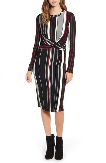 Women's Socialite Wrap Front Midi Dress, Size - Black
