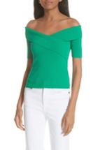 Women's Sandro Crisscross Off The Shoulder Sweater - Green