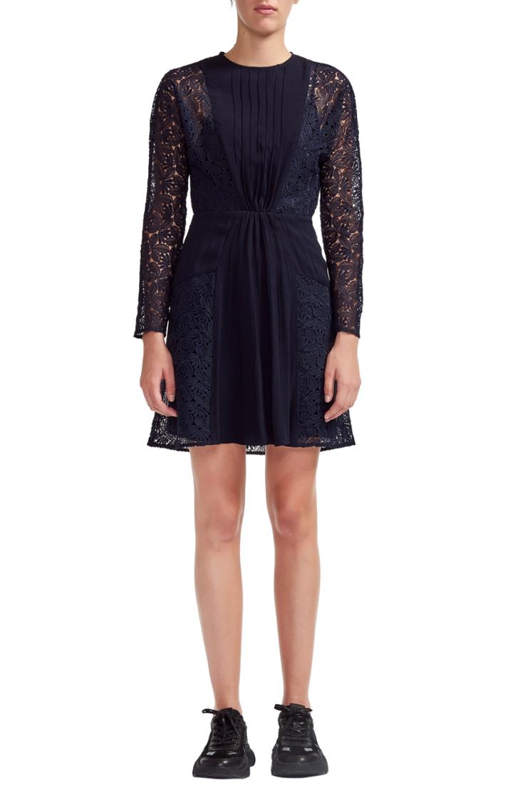 Women's Maje Repine Crepe & Lace Dress - Blue