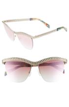 Women's Moschino 57mm Rimless Metal Bar Polarized Sunglasses - Gold Metal
