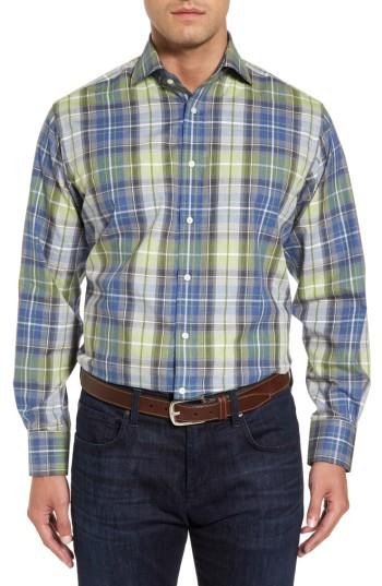 Men's Thomas Dean Plaid Sport Shirt - Green