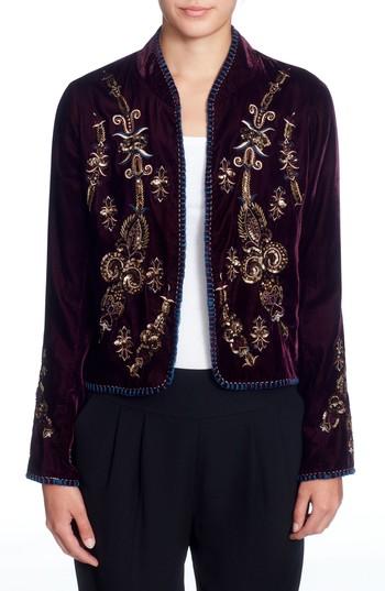 Women's Catherine Catherine Malandrino Winstead Embellished Velvet Jacket