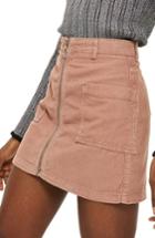 Women's Topshop Zip Through Corduroy Skirt Us (fits Like 0) - Pink