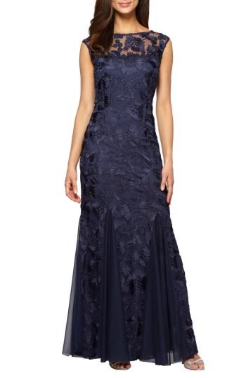 Women's Alex Evenings Tulle Mermaid Gown - Blue
