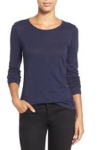 Women's Caslon Long Sleeve Slub Knit Tee, Size - Blue