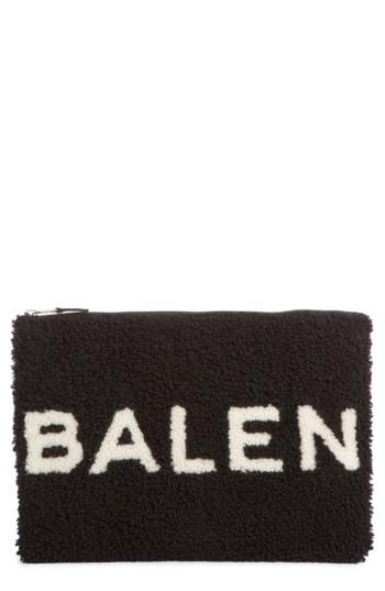 Balenciaga Genuine Shearling Pouch - Black