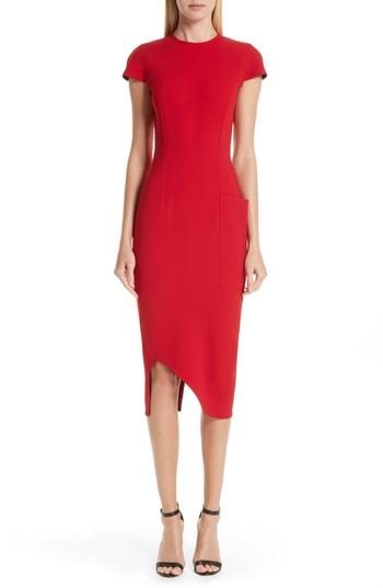 Women's Victoria Beckham Curved Hem Fitted Dress Us / 14 Uk - Red