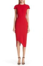Women's Victoria Beckham Curved Hem Fitted Dress Us / 14 Uk - Red