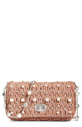 Miu Miu Velluto Crystal Embellished Crossbody Clutch - Orange