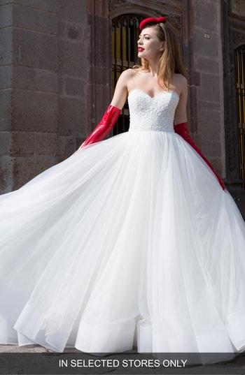 Women's Watters Zarah Beaded Silk Lace & Tulle Strapless Ballgown, Size In Store Only - Ivory