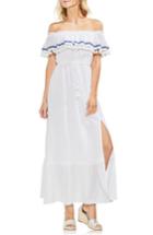 Women's Vince Camuto Ruffled Off The Shoulder Cotton Gauze Maxi Dress - White