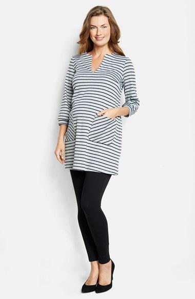 Women's Maternal America Stripe Maternity Dress - Black