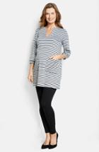 Women's Maternal America Stripe Maternity Dress - Black