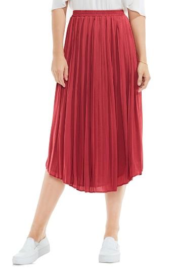 Women's Vince Camuto Pleat Rumple Midi Skirt - Red