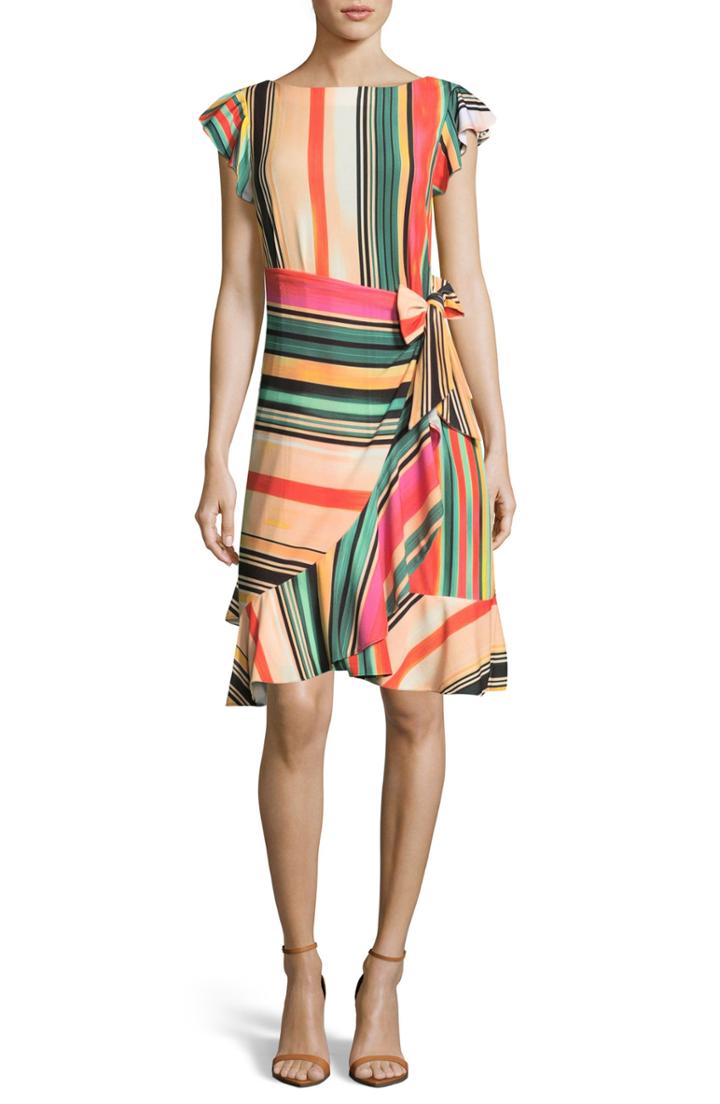 Women's Eci Multi Stripe Front Wrap Dress