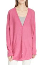 Women's Eileen Fisher Merino Jersey V-neck Cardigan, Size - Pink