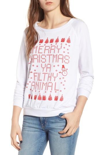 Women's Prince Peter Merry Christmas Ya Filthy Animal Sweatshirt - White